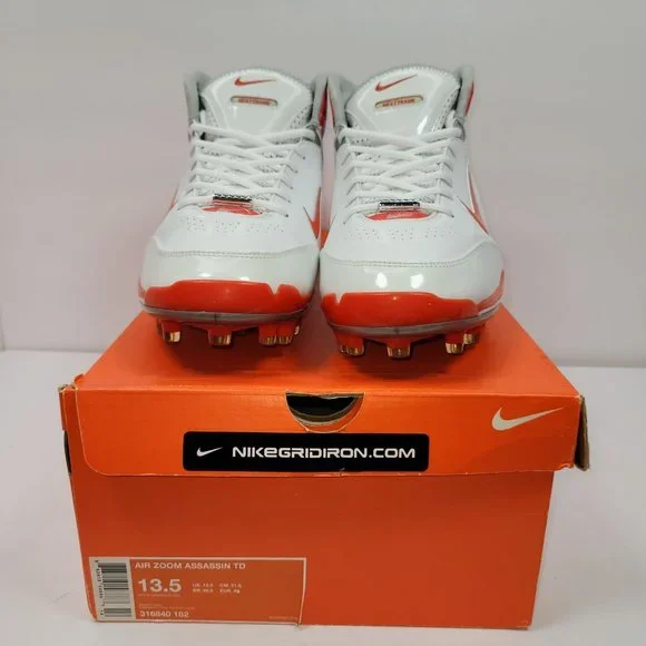 Nike Air Zoom Assassin TD Whi/Orange Mens Football Cleat 316840-182 US Size 13.5 - Picture 3 of 11